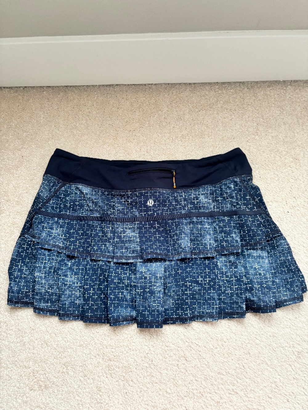 Lululemon Pleated Running Tennis Skirt Skort Blue Print Size 12